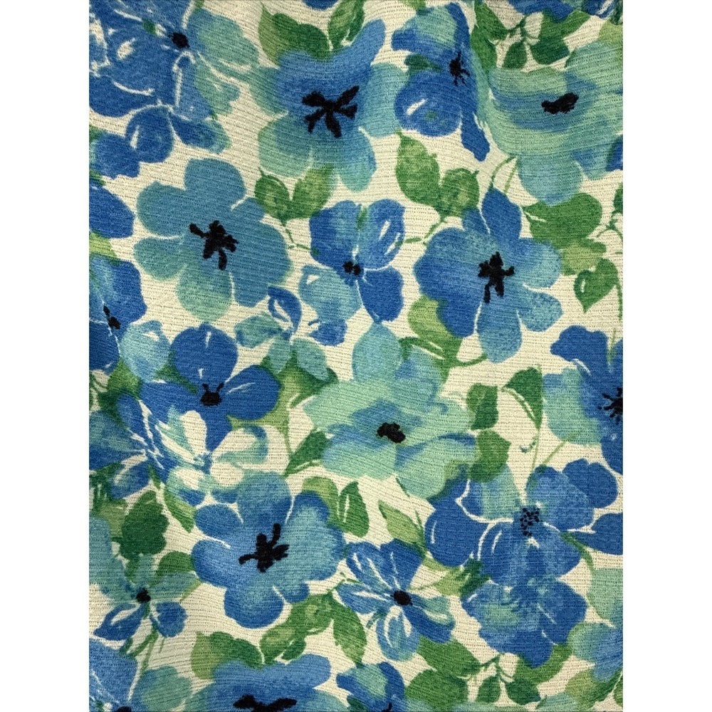 Cato Top Medium Rounded Tie Neck Bright Blue And Green Flowers NWT - Picture 2 of 9